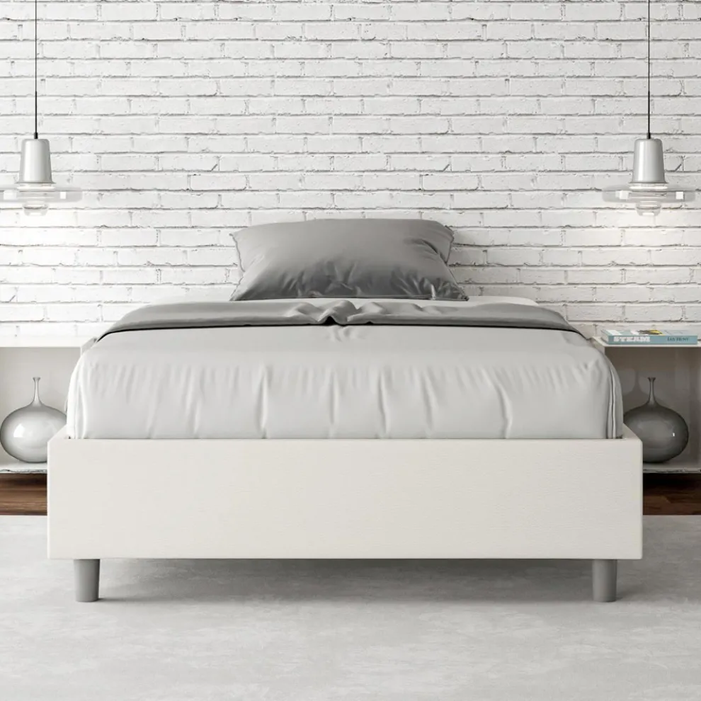 Doppelbett 140x200 cm mit Kunstleder bezogen Made in Italy - Atleta