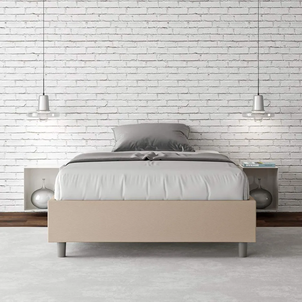 Doppelbett 140x200 cm mit Kunstleder bezogen Made in Italy - Atleta