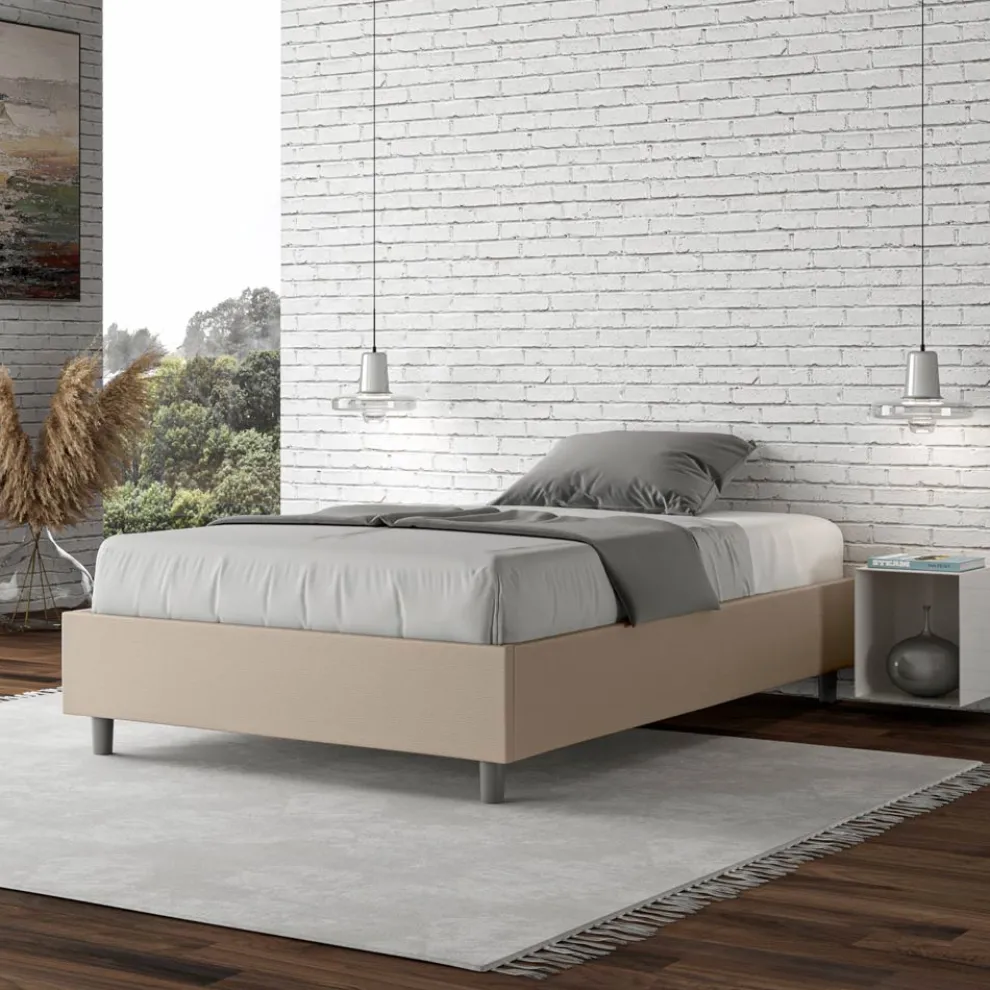 Doppelbett 140x200 cm mit Kunstleder bezogen Made in Italy - Atleta