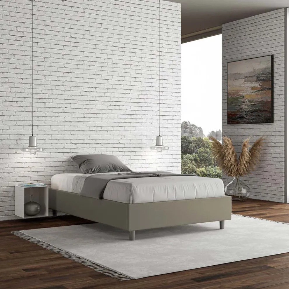 Doppelbett 140x200 cm mit Kunstleder bezogen Made in Italy - Atleta