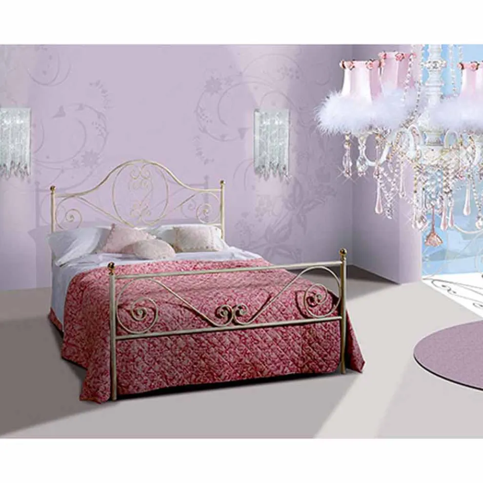 Gea Jugend Queen Size Bett aus Schmiedeeisen in Design