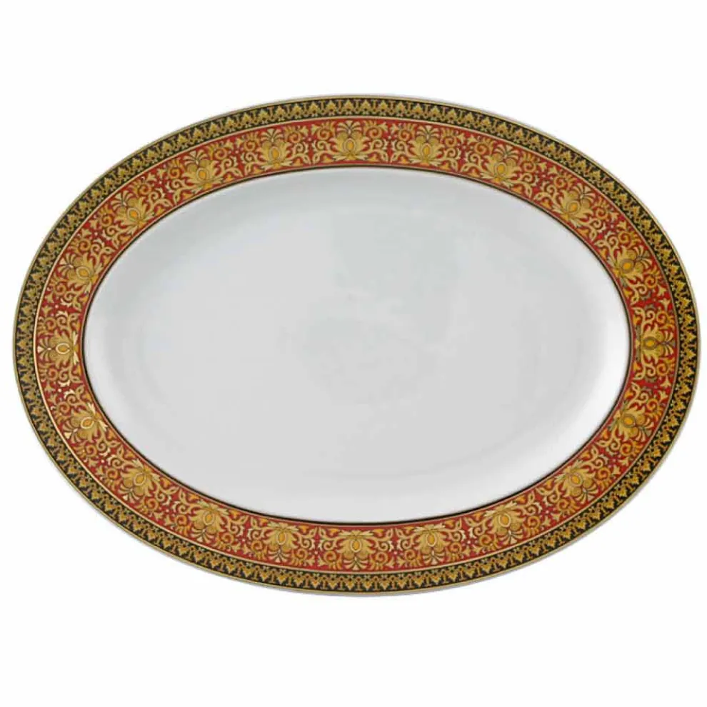 Rosenthal Versace Red Medusa Ovale Designplatte aus Porzellan