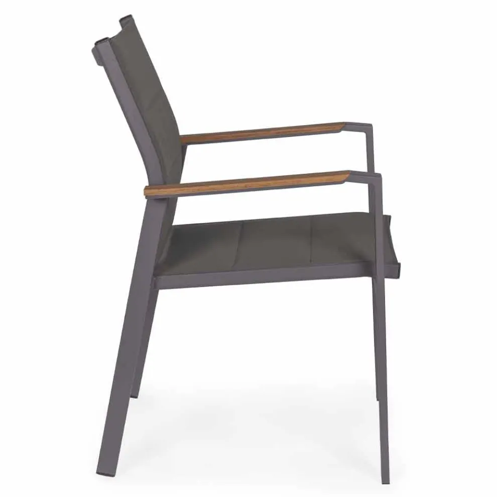 Stapelbarer Outdoor-Stuhl aus Textilene und Anthrazit-Aluminium, 6 Stück - Urban
