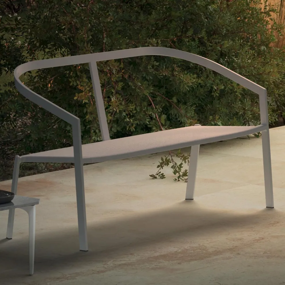 Gartensofa mit Aluminiumbasis und Textilene-Sitz Made in Italy - Maureen