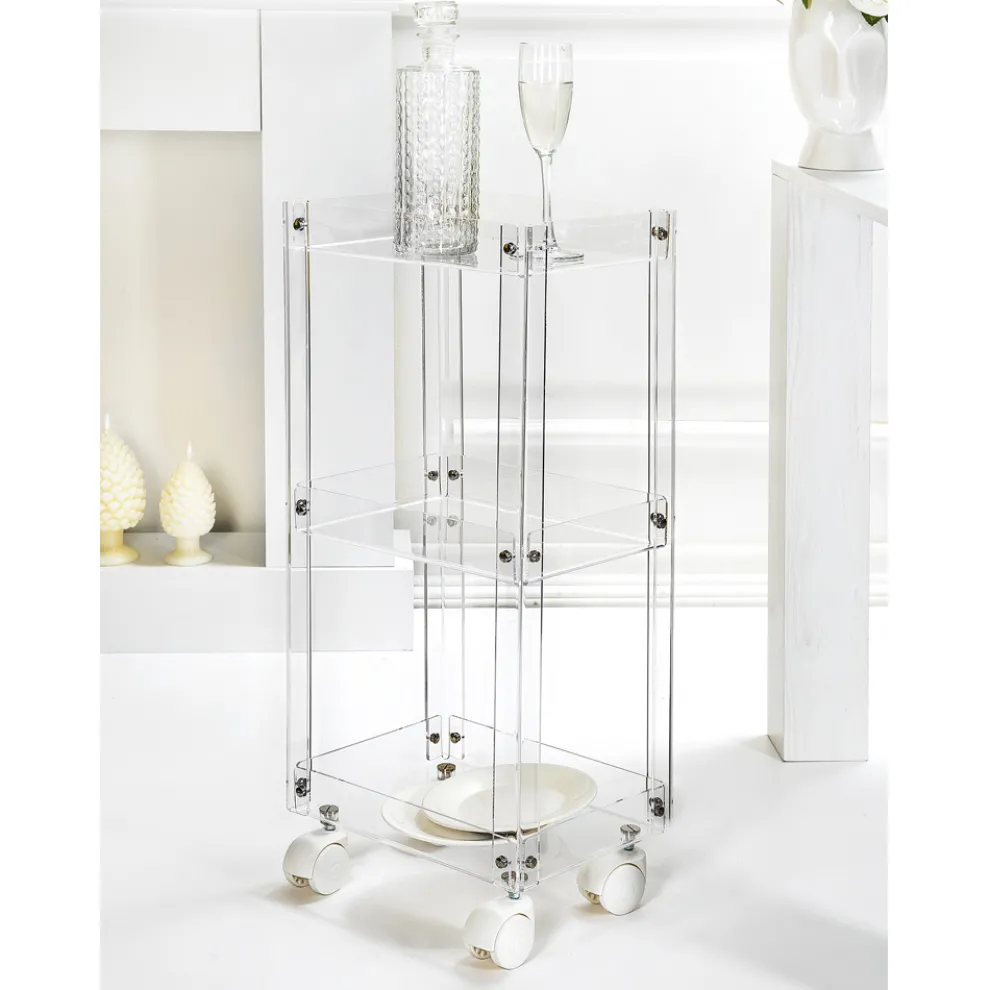 Servierwagen aus transparentem Plexiglas Made in Italy - Galatius