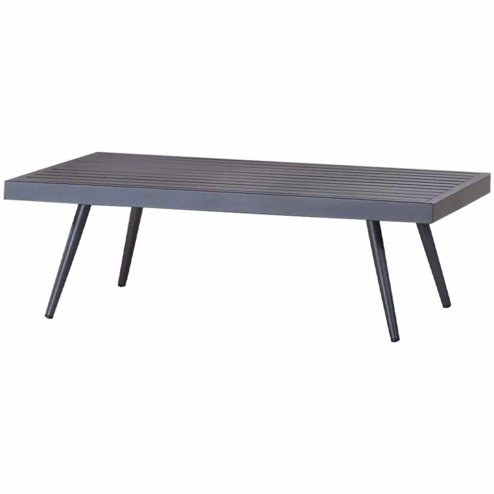 Rechteckiger Garten-Couchtisch aus anthrazit lackiertem Aluminium - Rasti