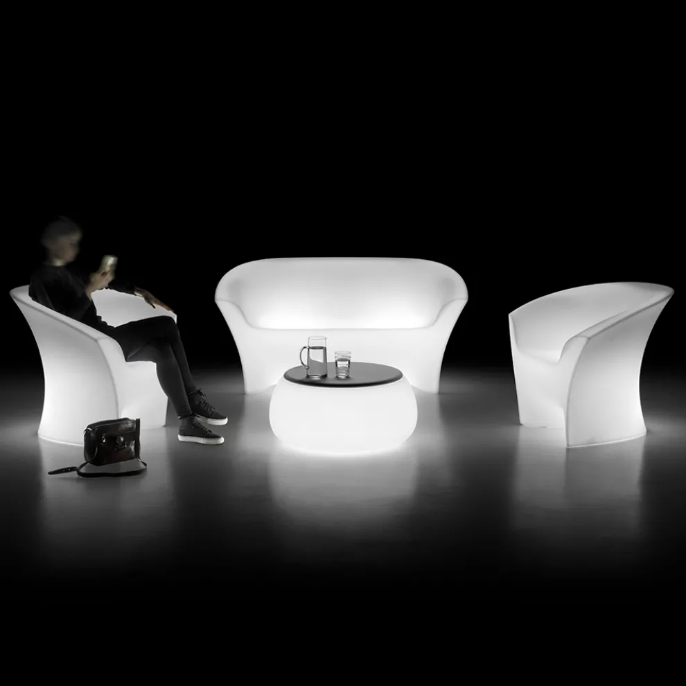 Leuchtender Outdoor-Sessel aus Polyethylen mit LED-Licht Made in Italy - Conda