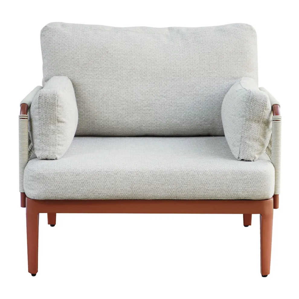 Wohnzimmer, bestehend aus 2 Sesseln, 1 Sofa und Couchtisch aus Aluminium - Symphony