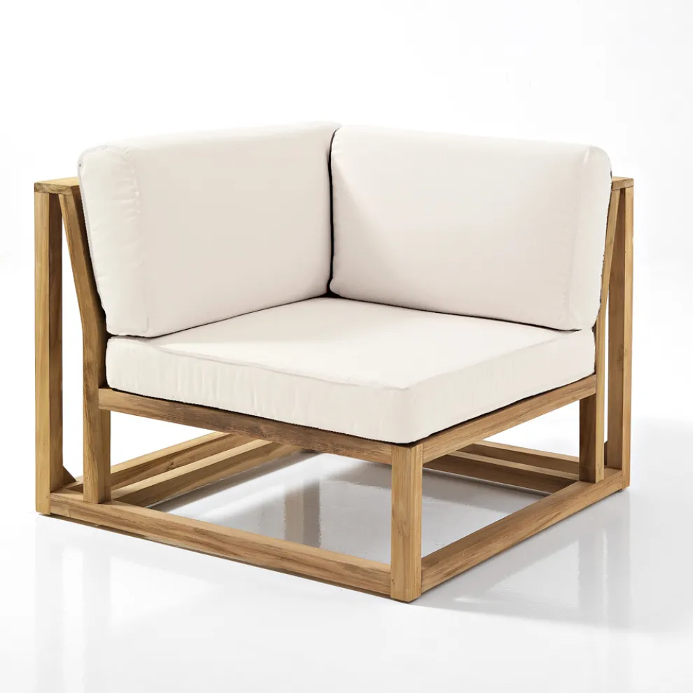Outdoor-Lounge aus natürlichem Teakholz und Kissen - Circe