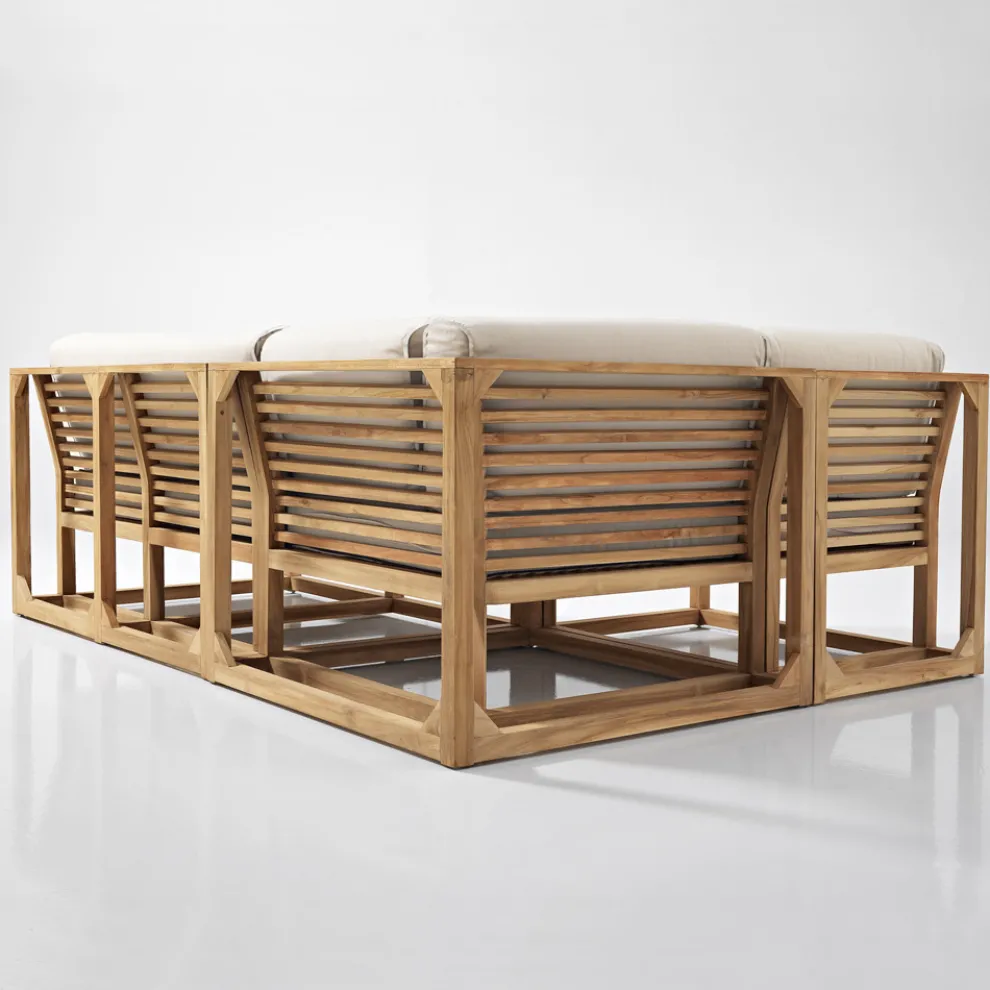 Outdoor-Lounge aus natürlichem Teakholz und Kissen - Circe
