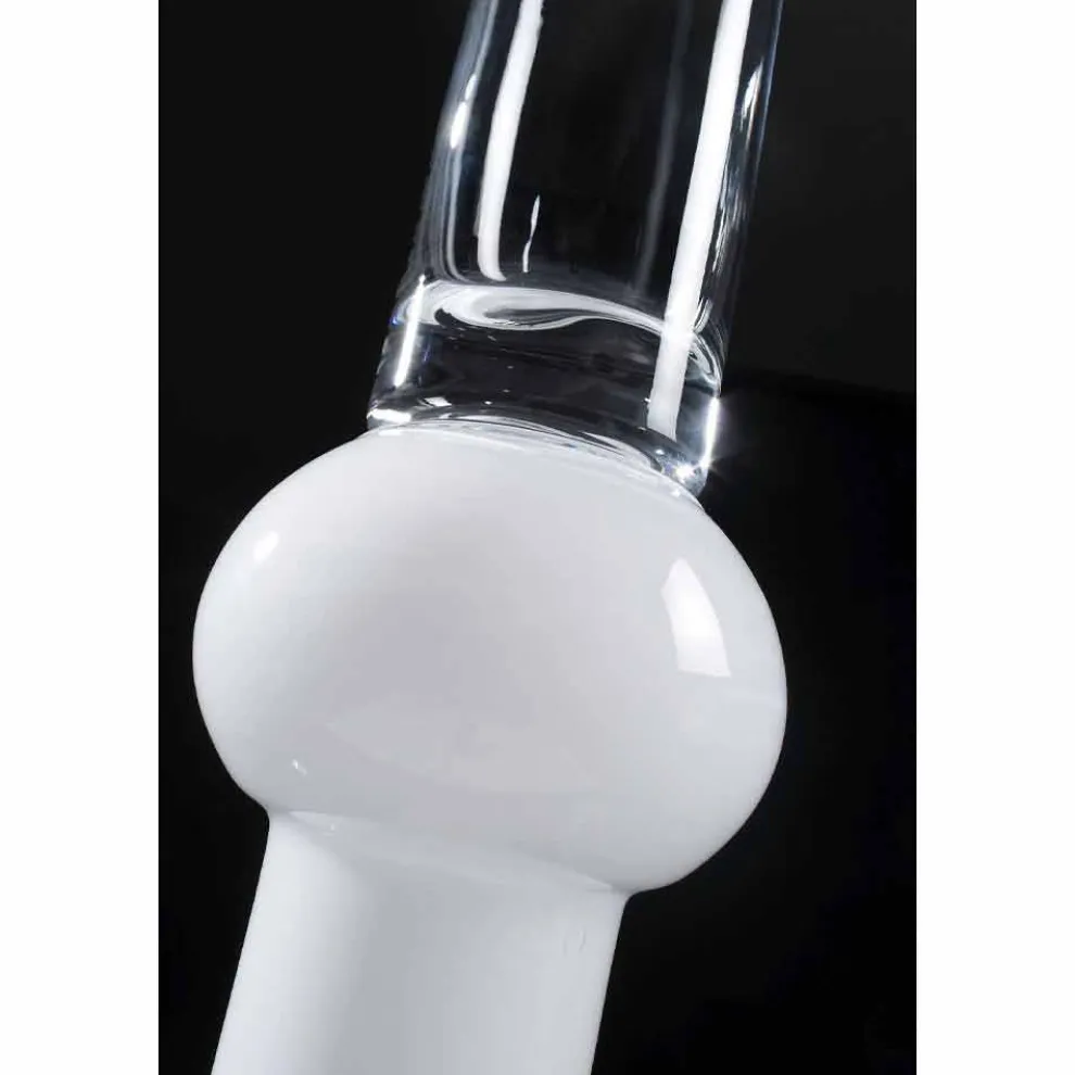 Hohe Indoor-Vase aus transparentem und weißem Glas Made in Italy - Ludovico