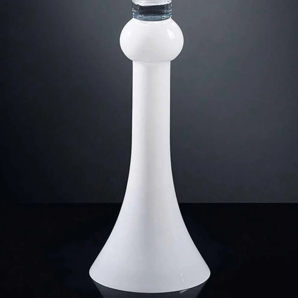 Hohe Indoor-Vase aus transparentem und weißem Glas Made in Italy - Ludovico