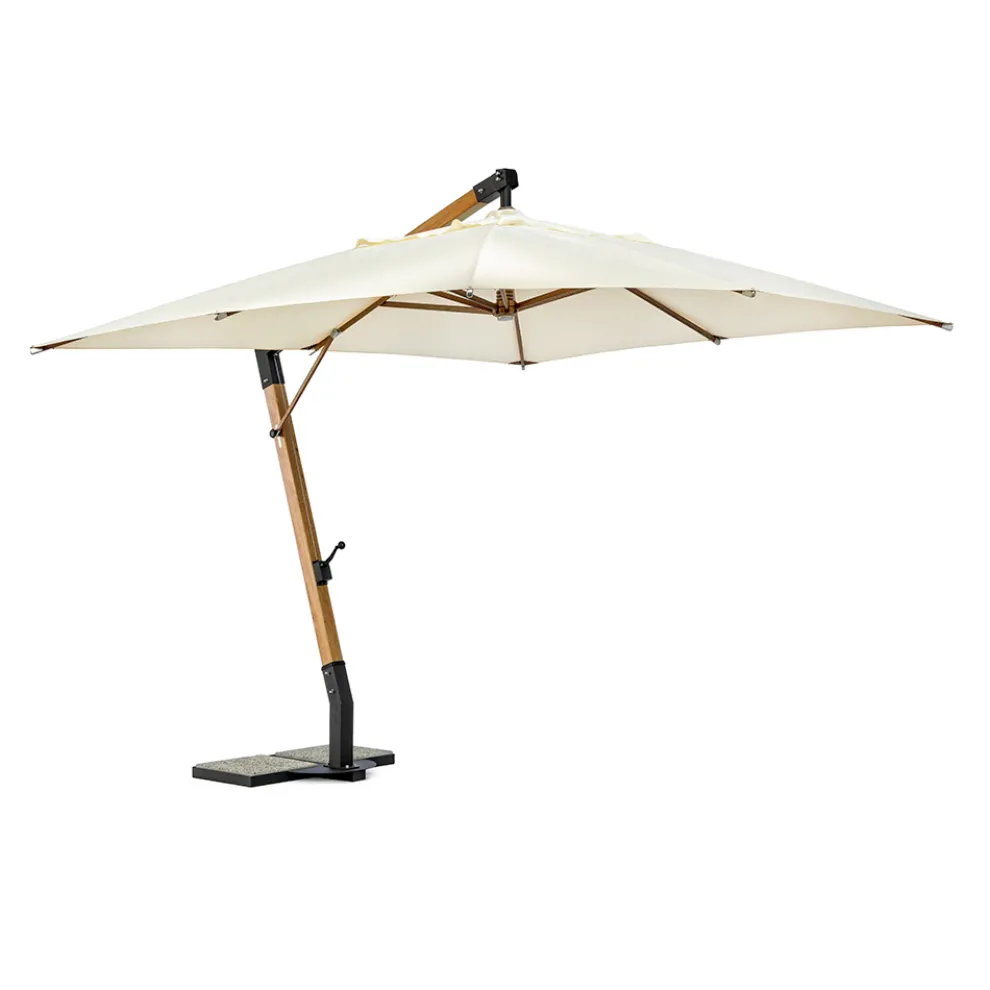 Sonnenschirm aus Holz und Ecru 3x4 Polyester, Homemotion - Passmore