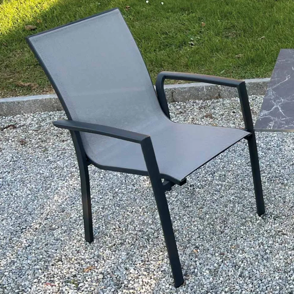 Stapelbarer Gartenstuhl aus Aluminium und Textilene - Mira