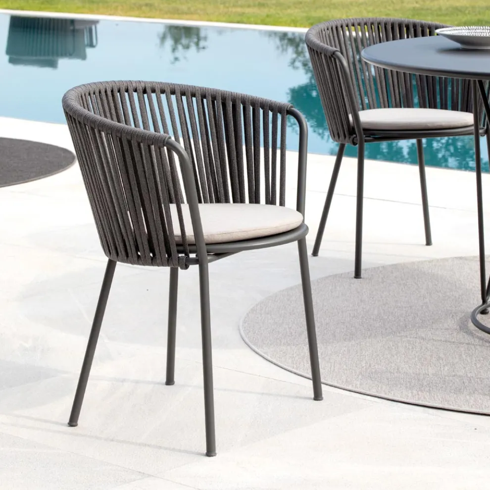 Gartensessel aus Stahl und Seil Made in Italy 2 Stück - Bronn