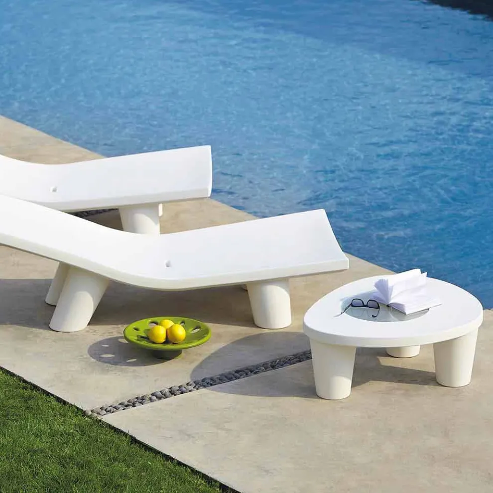 Niedriger Couchtisch aus Polyethylen und Glas Slide Low Lita Table