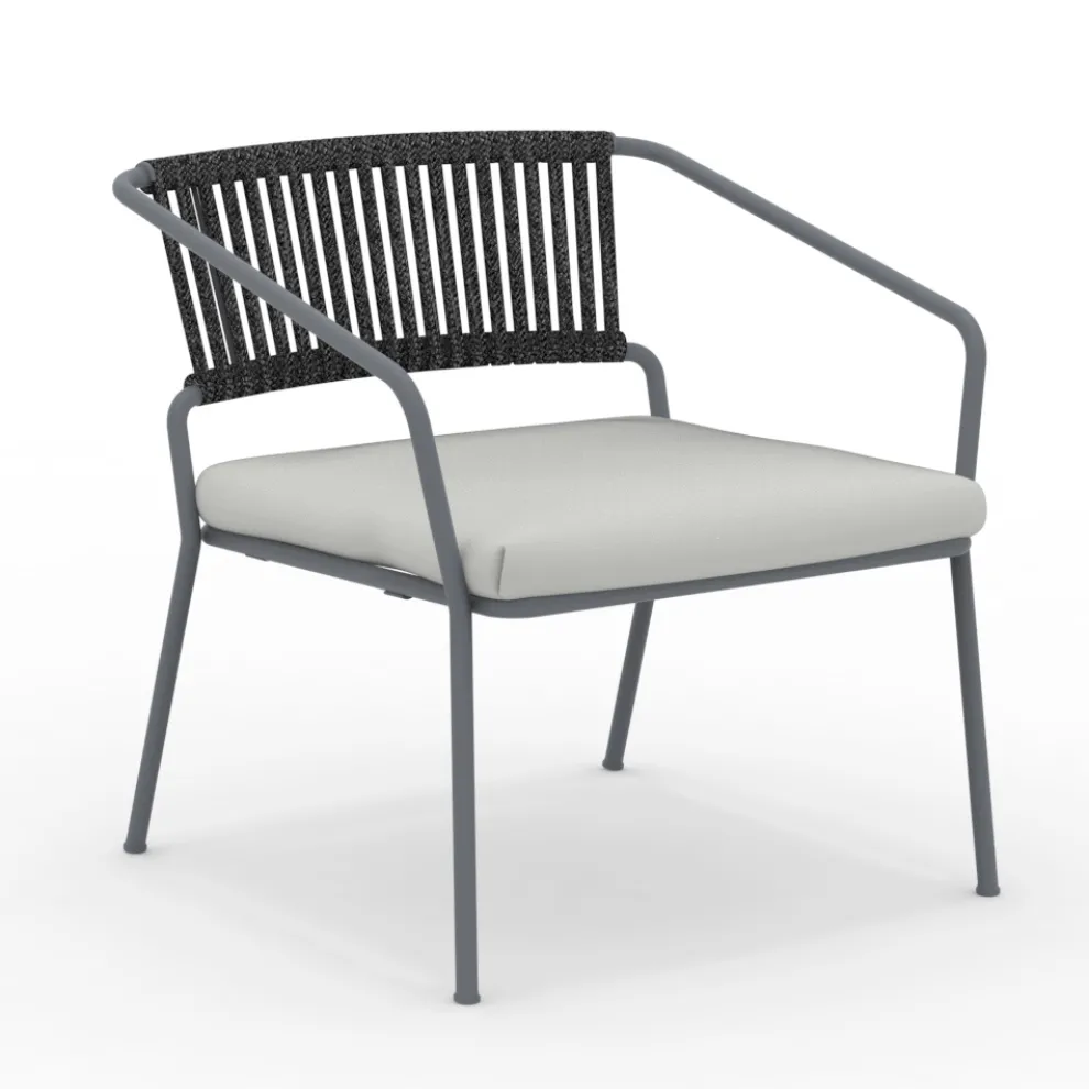 Niedriger Gartensessel mit Kissen inklusive Made in Italy - Prato