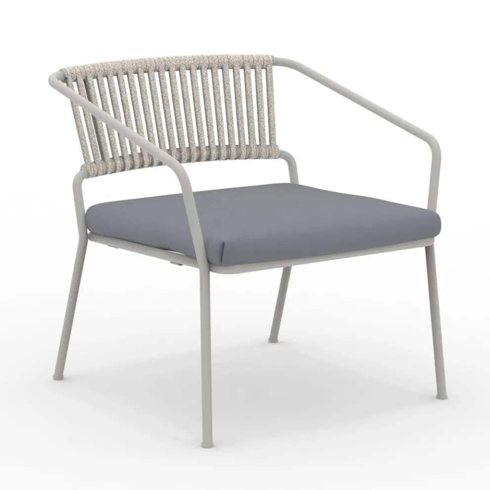 Niedriger Gartensessel mit Kissen inklusive Made in Italy - Prato