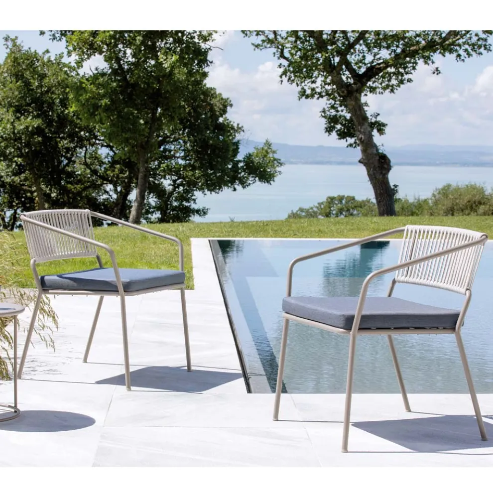 Niedriger Gartensessel mit Kissen inklusive Made in Italy - Prato