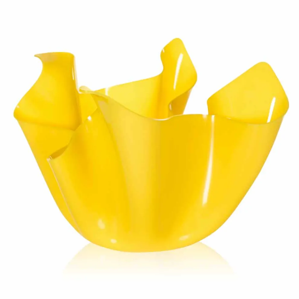Gelbe Vase für drapiertes Design im Innen- und Außenbereich Pina, hergestellt in Italien