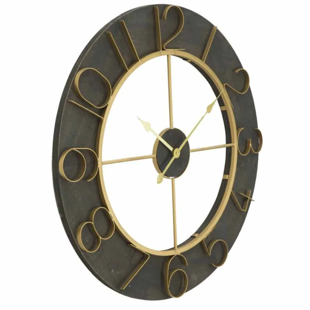 Runde Wanduhr Durchmesser 70 cm Modernes Design aus Eisen und MDF - Tonia