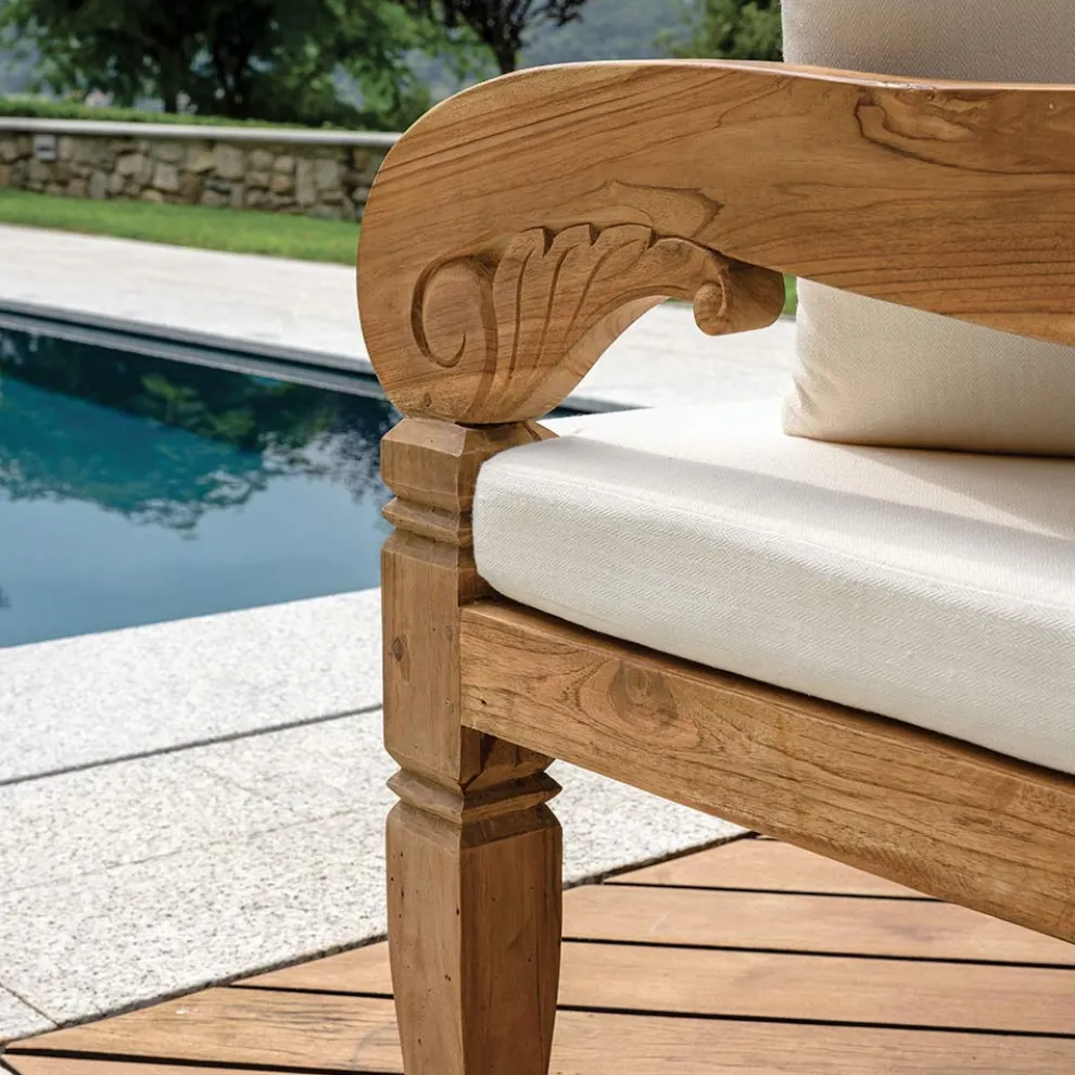 Bank 210x112 cm aus recyceltem Teakholz mit Kissen - Mammolo