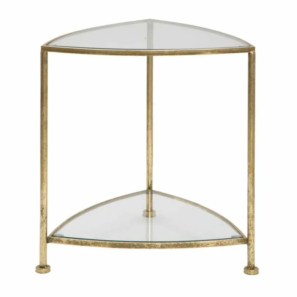 Dreieckiger Nachttisch im modernen Design aus Eisen und Glas - Kira