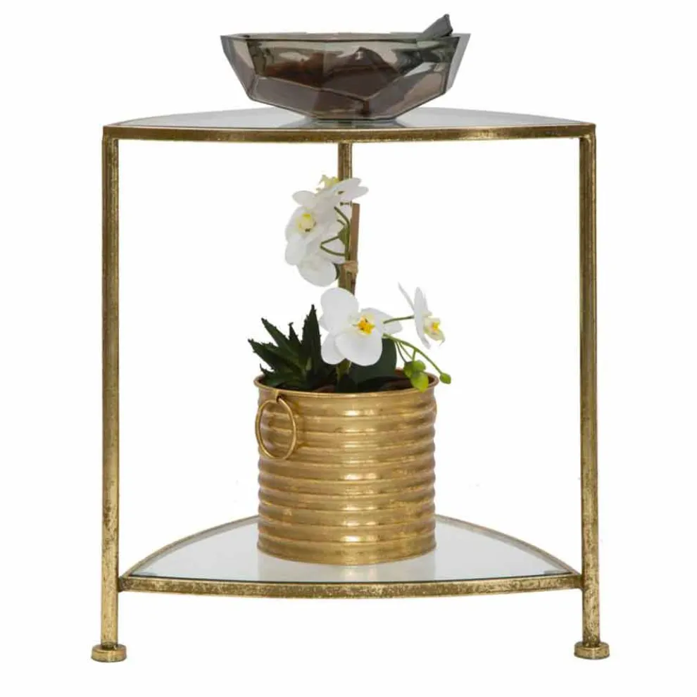 Dreieckiger Nachttisch im modernen Design aus Eisen und Glas - Kira