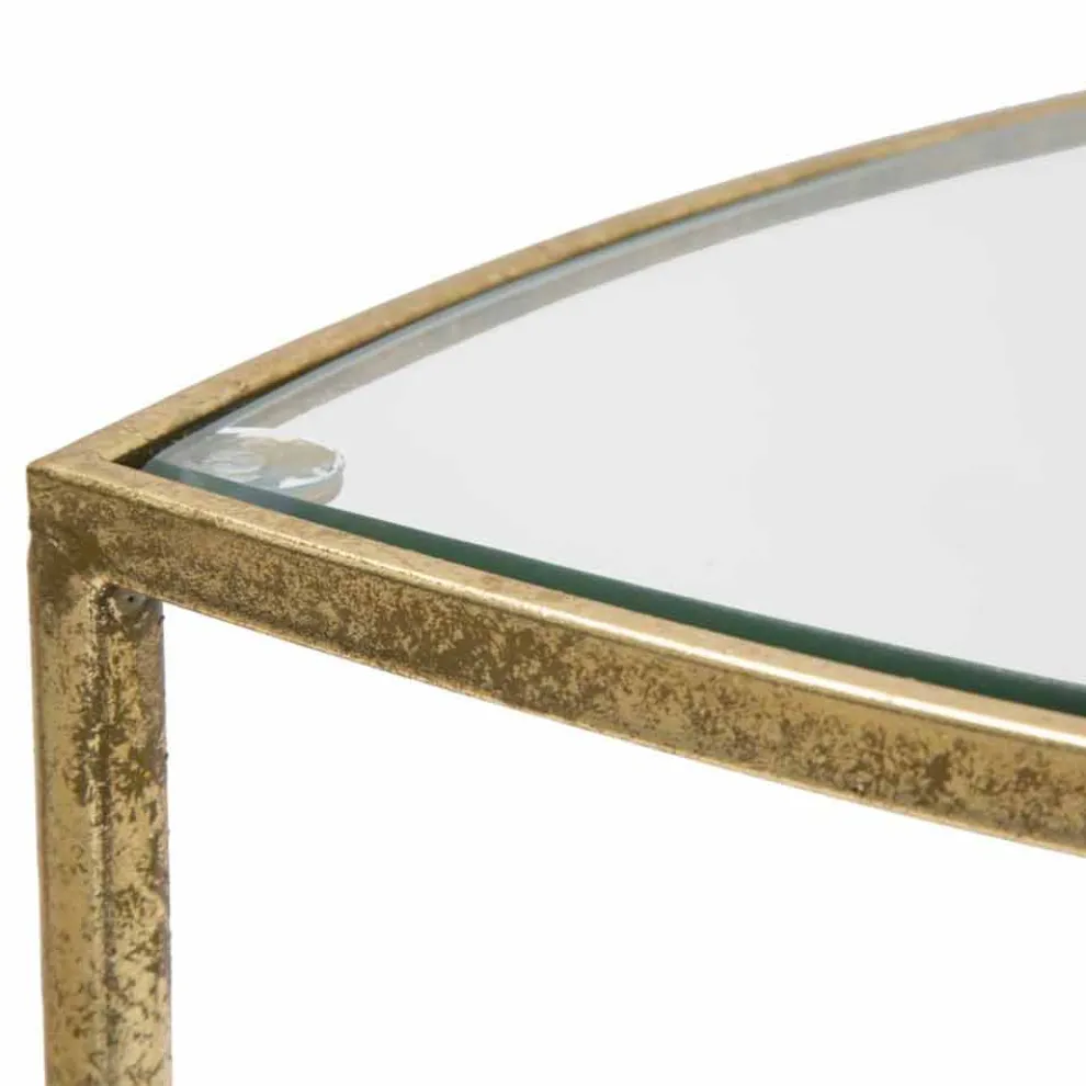 Dreieckiger Nachttisch im modernen Design aus Eisen und Glas - Kira