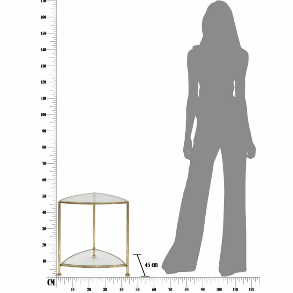 Dreieckiger Nachttisch im modernen Design aus Eisen und Glas - Kira