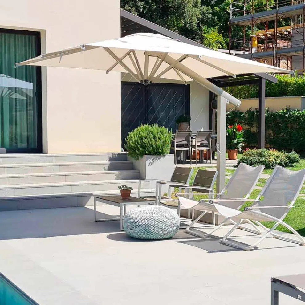 Gartenschirm 300x300 cm aus weißem oder anthrazitfarbenem Aluminium - Lapillo