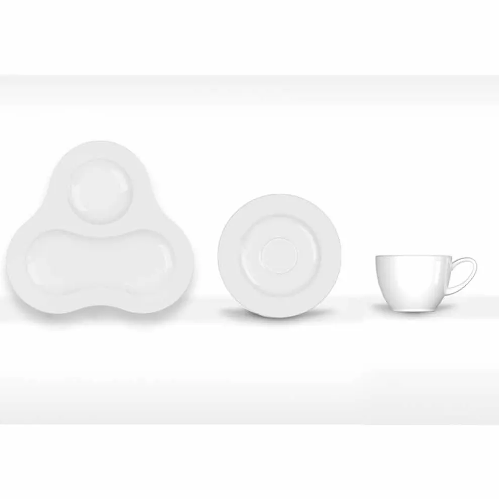 Komplettes Teeservice Modernes Design aus weißem Porzellan 14 Stück - Teleskop