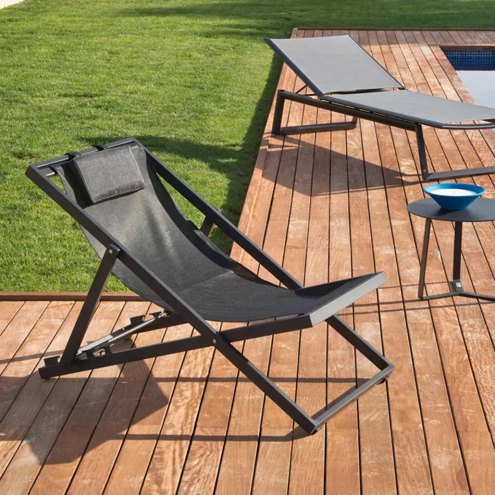 Gartenliege aus lackiertem Aluminium und Textilene 2 Stück - Jhonathan