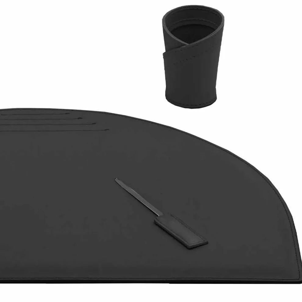 5er-Set Schreibtischzubehör aus Leder, Made in Italy - Medea
