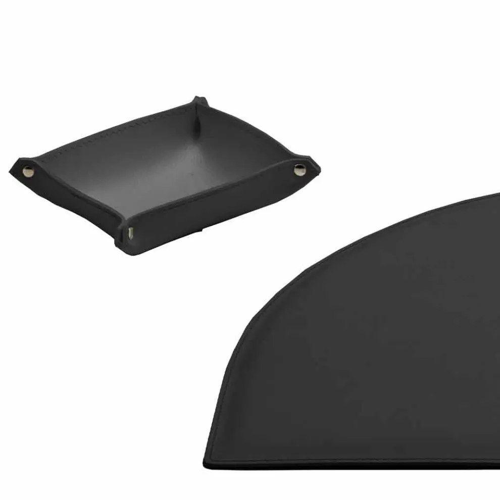 5er-Set Schreibtischzubehör aus Leder, Made in Italy - Medea