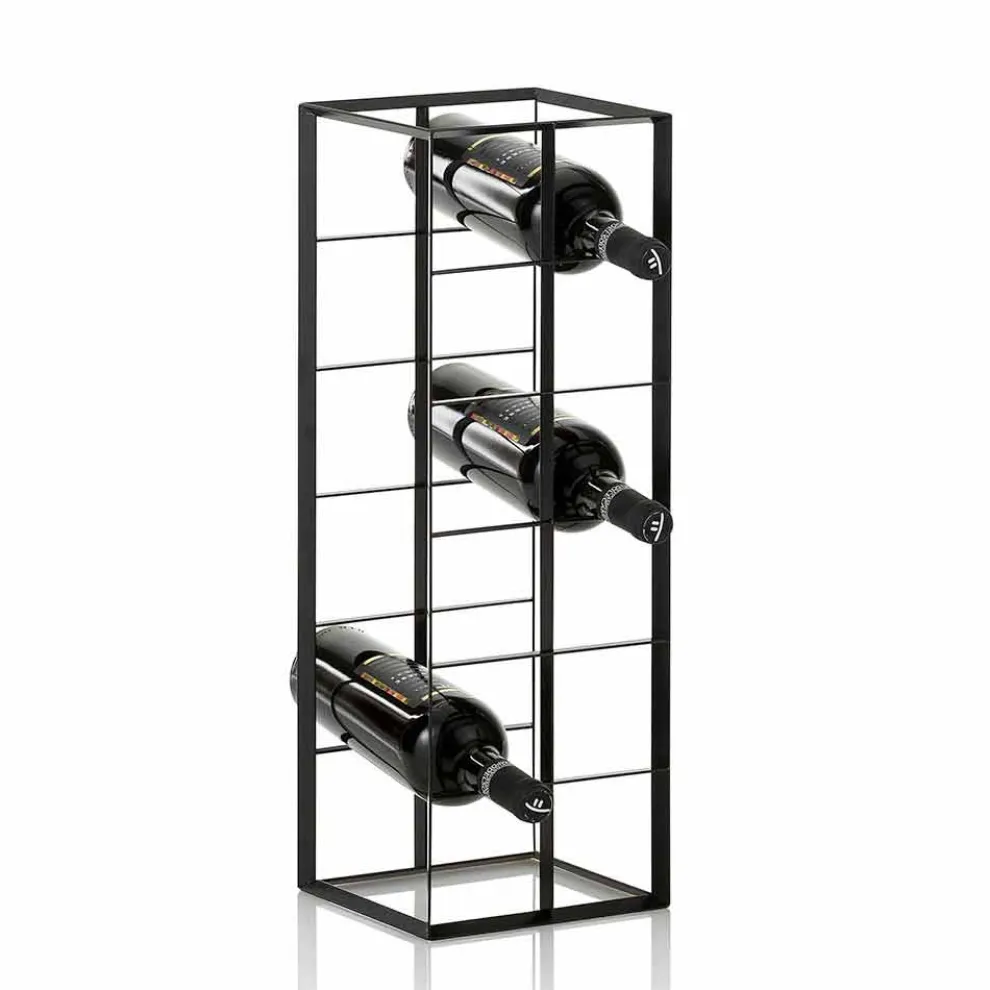 Moderner Tischflaschenhalter für 12 Flaschen aus Matt Black Metal - Wein
