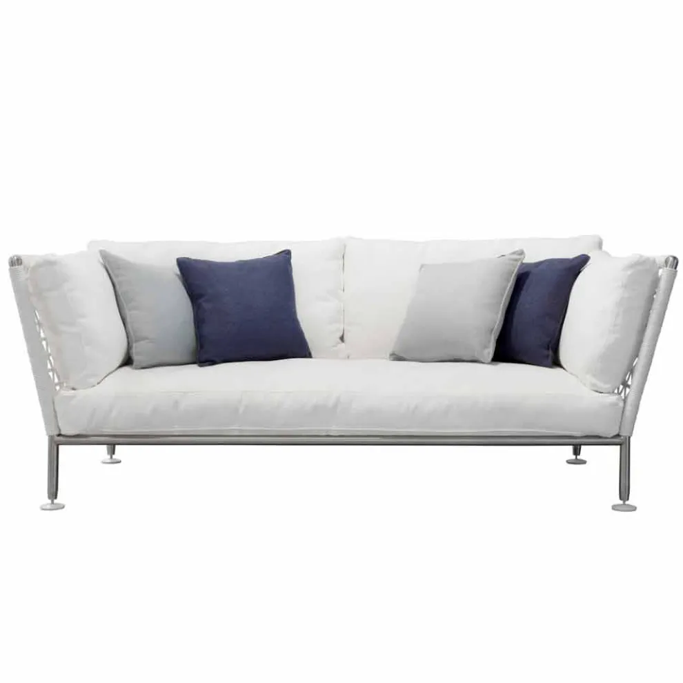 Outdoor-Sofa aus Stahl und gewebten PVC-Stoffkissen - Ontario6