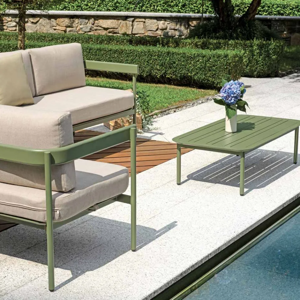 Gartenlounge mit 2 Sofas und 1 Aluminium-Couchtisch - Daisy