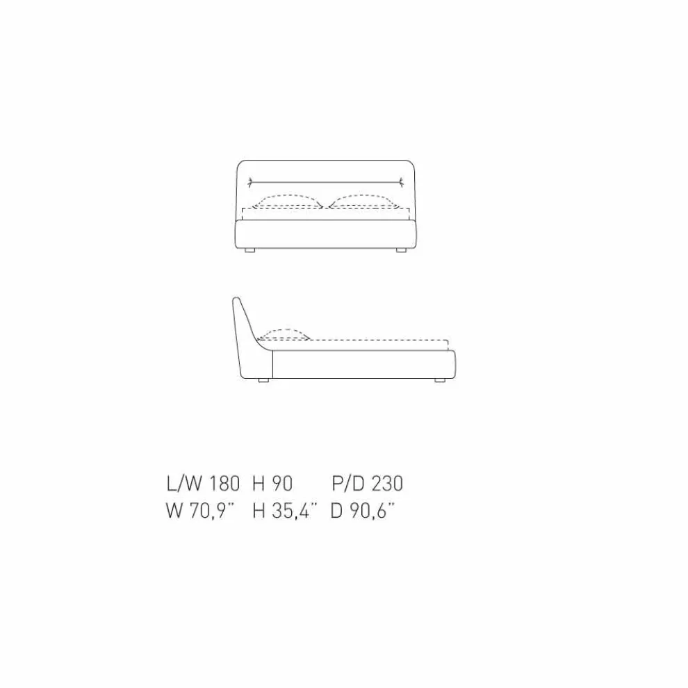 Gepolstertes Designer-Doppelbett von Sleepway, hergestellt in Italien