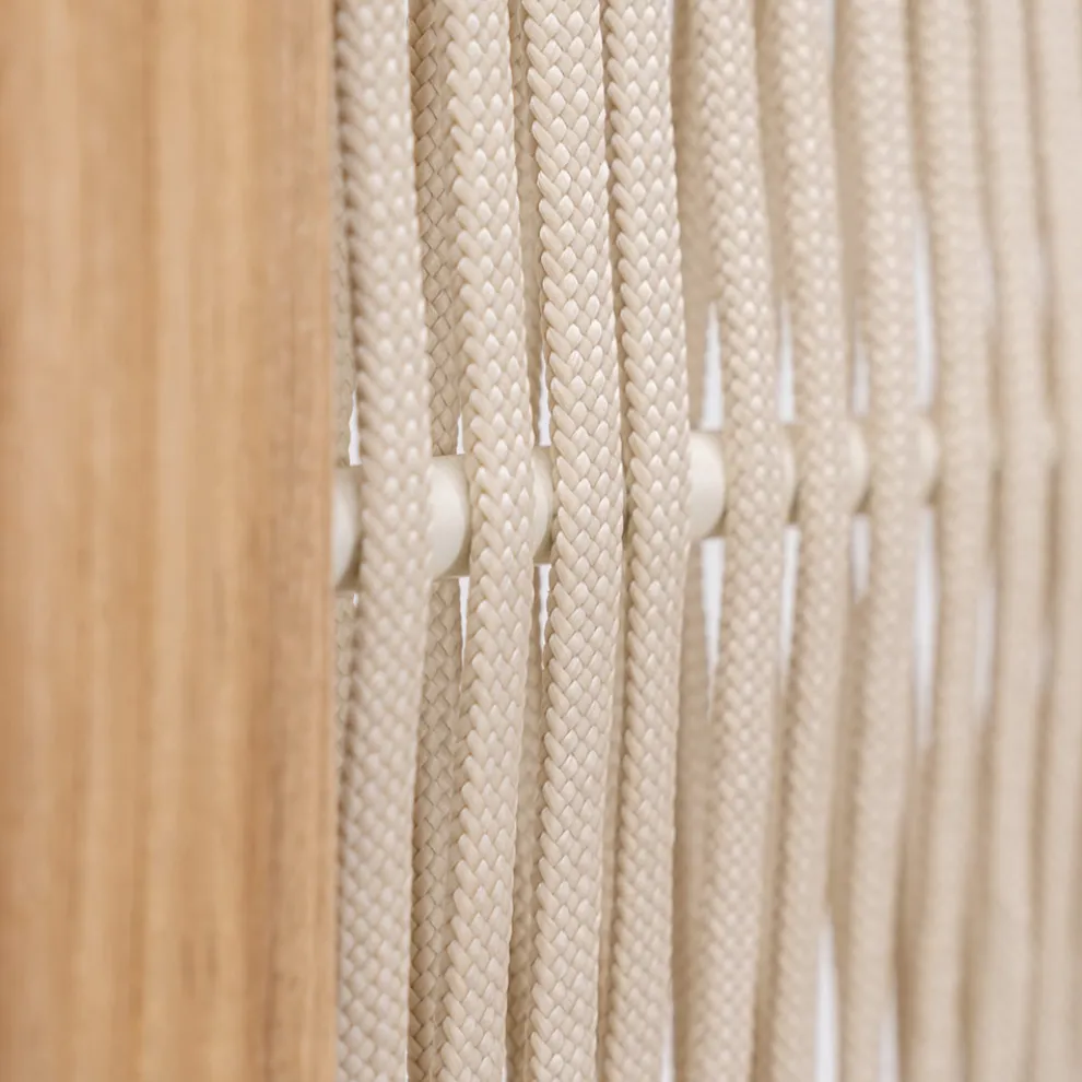 Trennwand für den Außenbereich aus Teakholz, Aluminium und Seilgeflecht - Vision