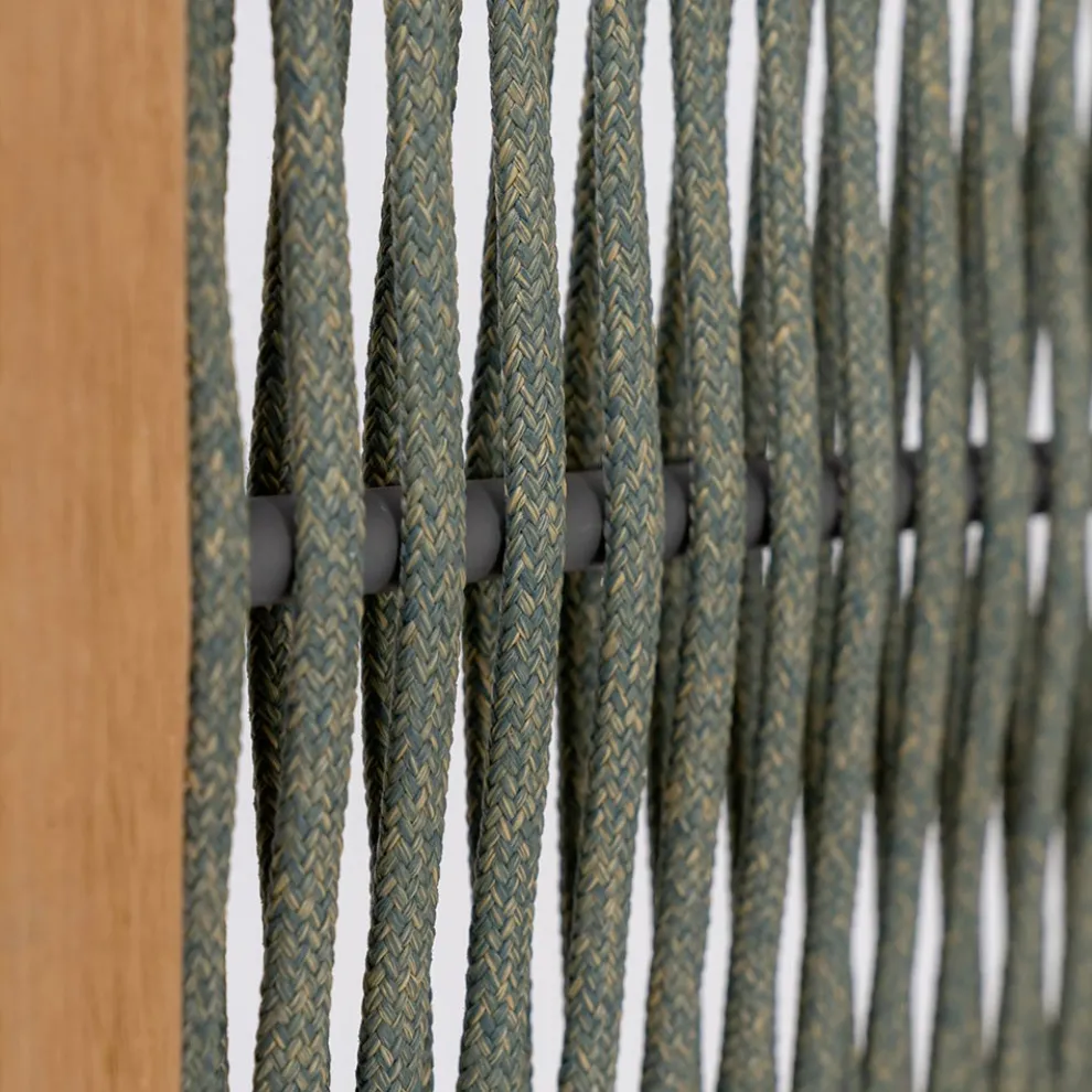 Trennwand für den Außenbereich aus Teakholz, Aluminium und Seilgeflecht - Vision