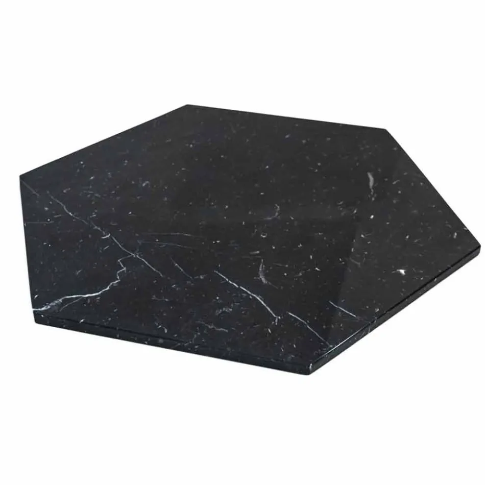 Sechseckiger Servierteller aus weißem Carrara-Marmor oder schwarzem Marquinia - Ludivine