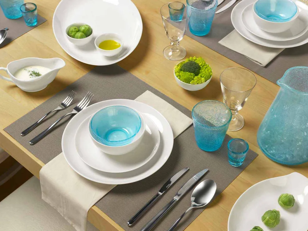 Serviergeschirr Set 3 Stück Modernes Design aus weißem Porzellan - Malaga