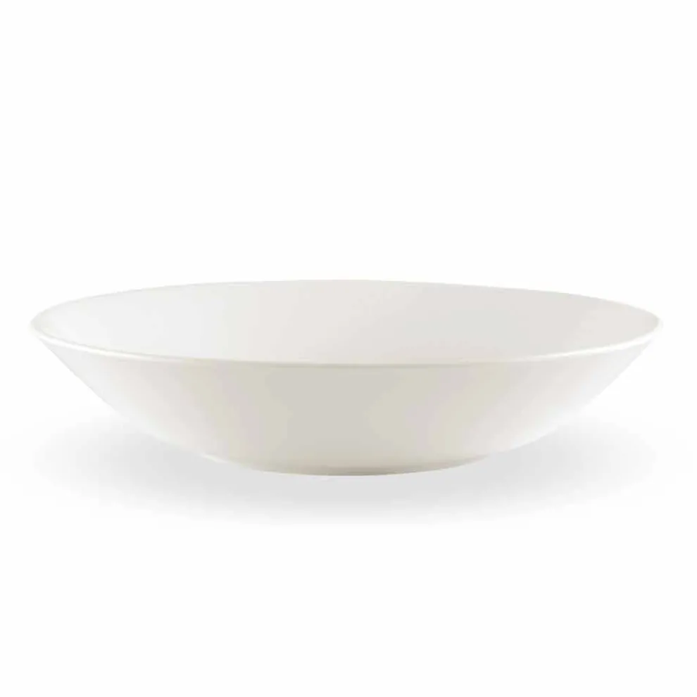 Serviergeschirr Set 3 Stück Modernes Design aus weißem Porzellan - Malaga