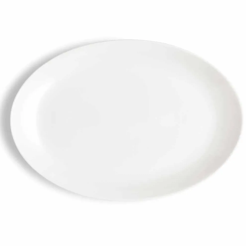 Serviergeschirr Set 3 Stück Modernes Design aus weißem Porzellan - Malaga