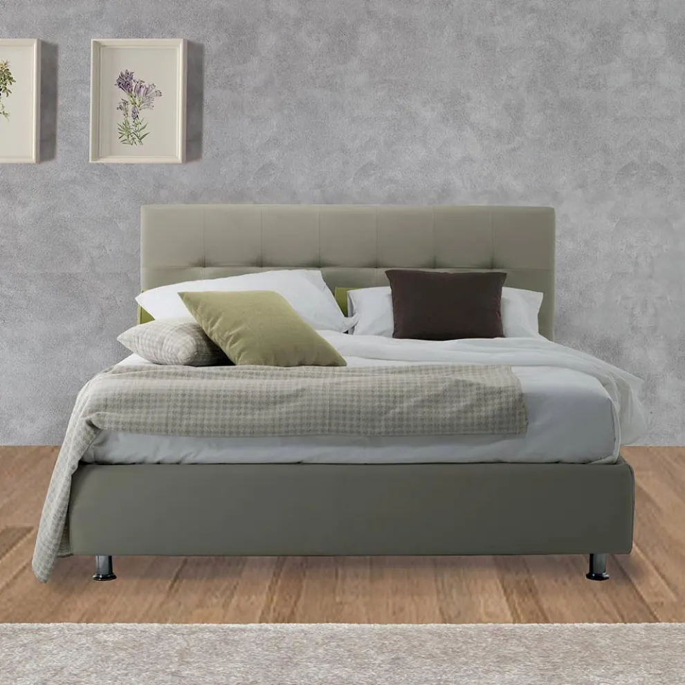 Modernes Luxus-Doppelbett mit Aufbewahrungsbox Made in Italy - Orfei