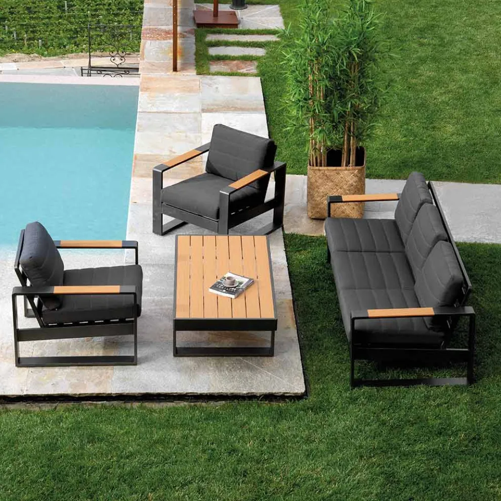 Outdoor Lounge aus Aluminium und Polywood Armlehnen - City