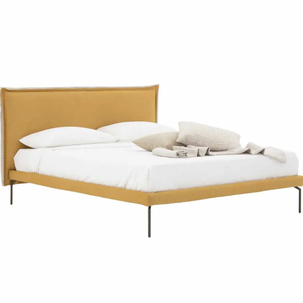 Doppelbett aus Stoff mit Metallfüßen Made in Italy - Glorio