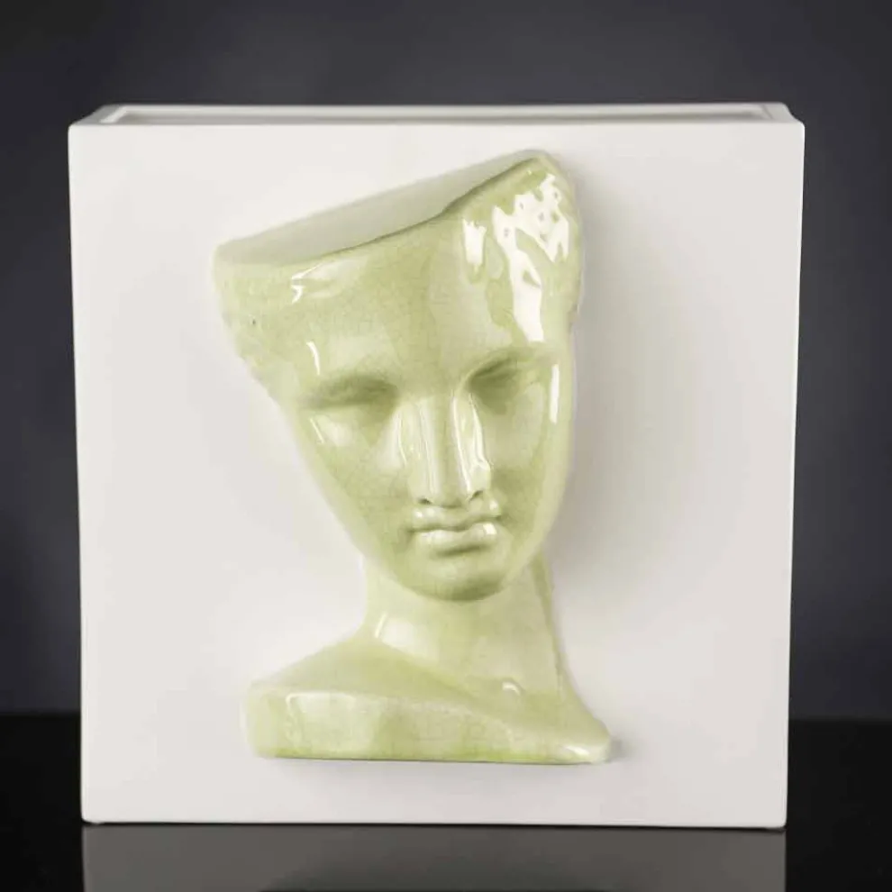 Moderne rechteckige Vase aus farbiger Keramik, handgefertigt in Italien - Lucas