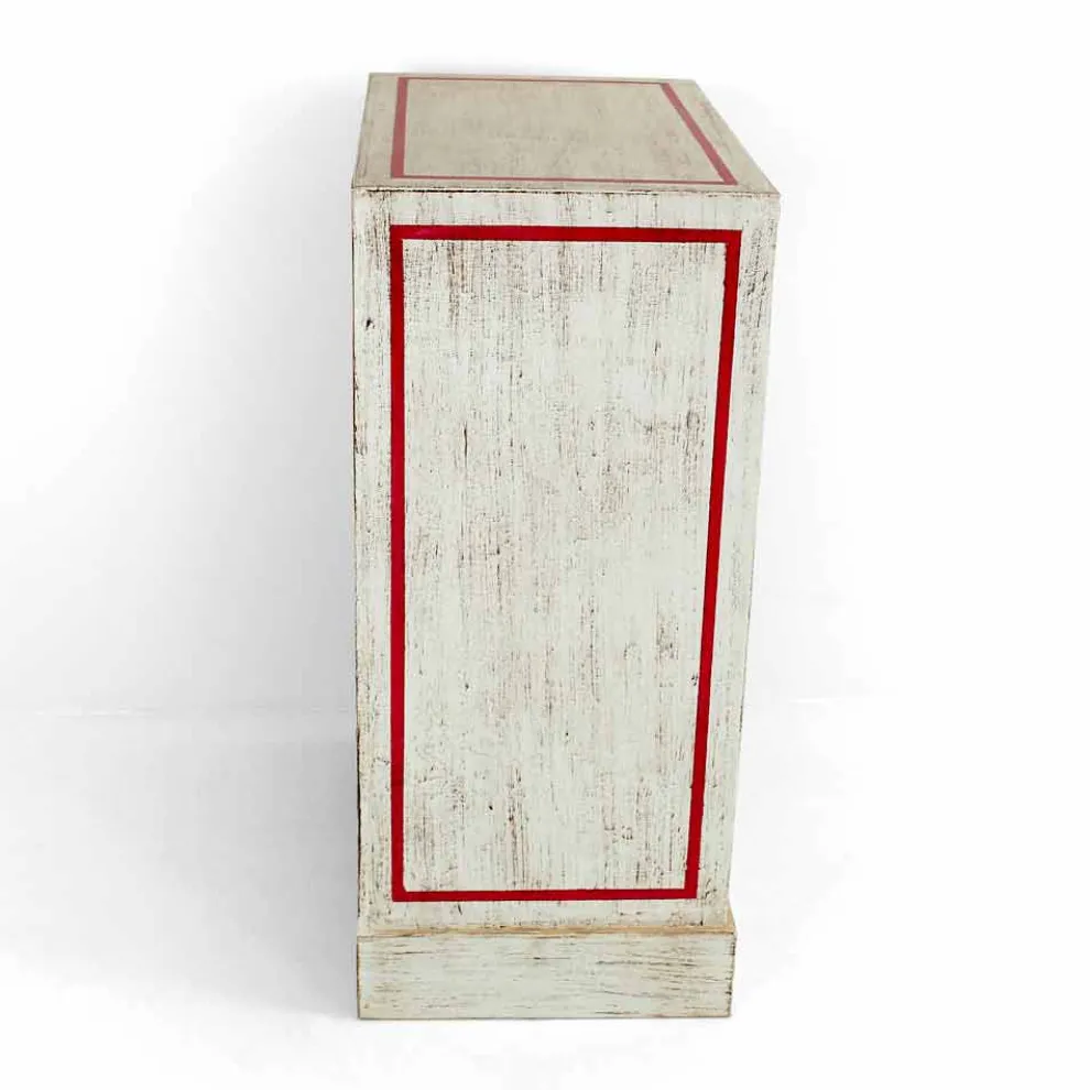 Handgefertigte hölzerne Kommode mit farbigen Schubladen Made in Italy - Brighella